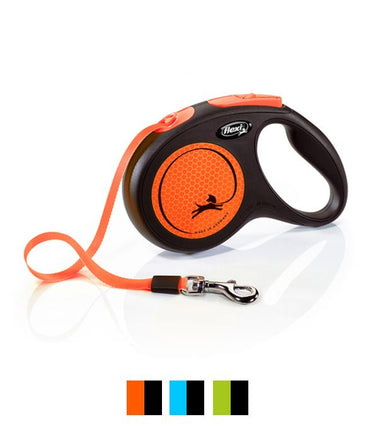 Flexi New Neon Tape Retractable Dog Leash - GREEN M/5M